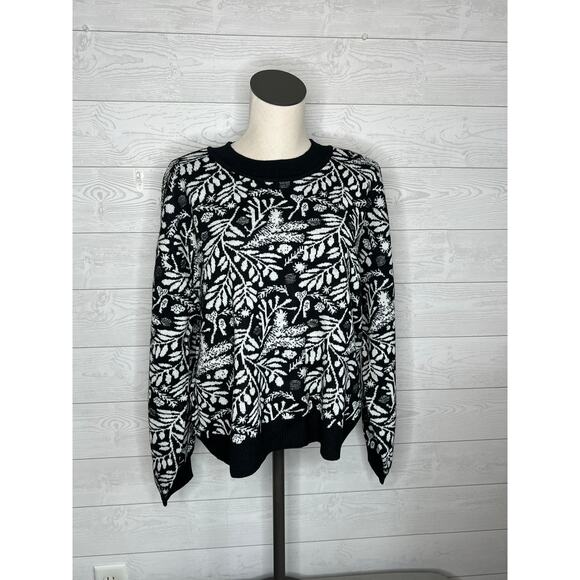 A.N.A. black /white "ivory branch" pullover crewneck sweater NWT Size XL - Picture 2 of 7
